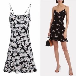 INTERMIX 100% Silk Monique Floral Print Mini Dress Ruffle Hem MSRP $298